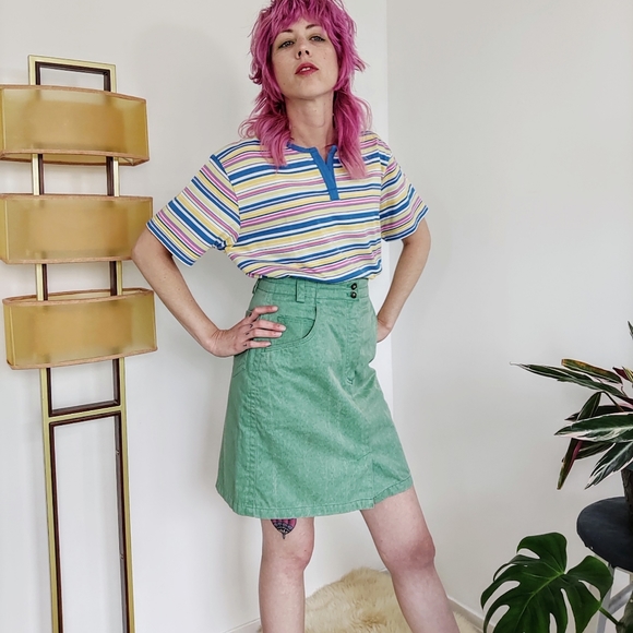 Vintage 80s Minty Green Denim Skirt - Picture 10 of 16